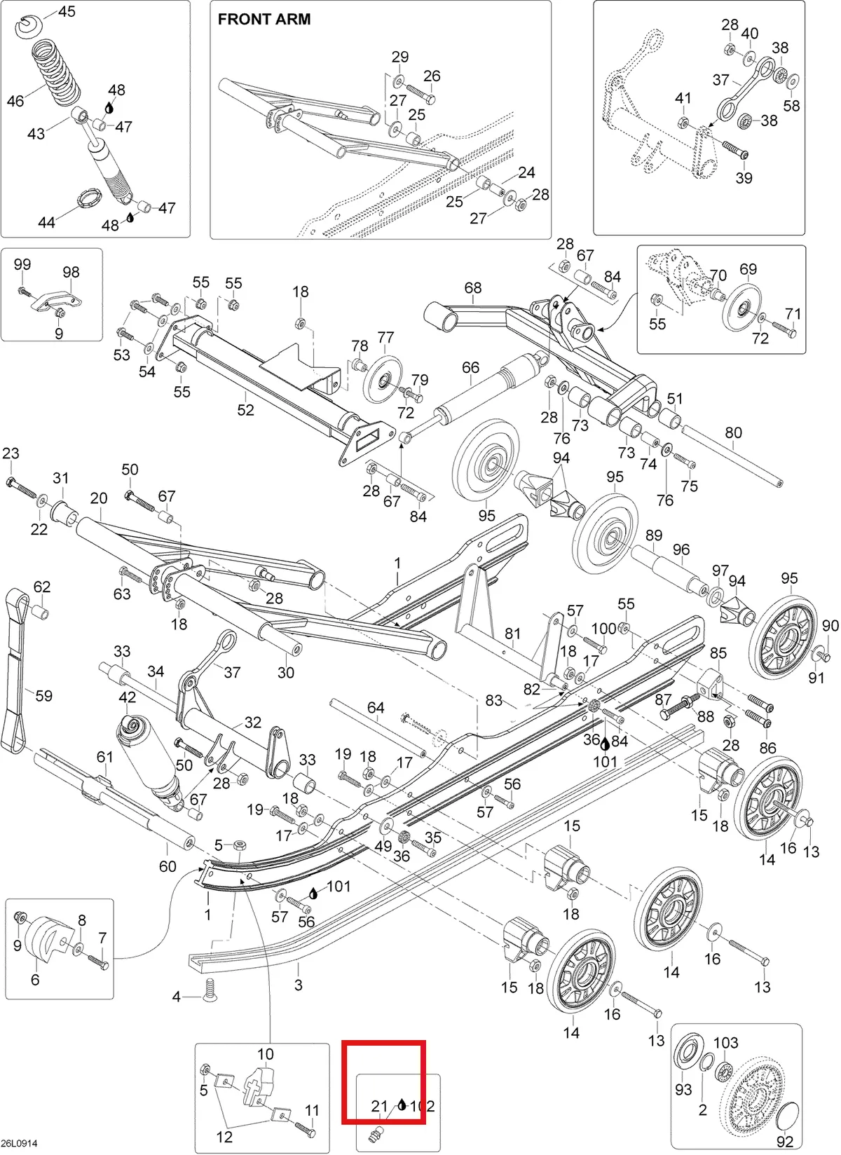 Деталь 605355772 (Передний Рычаг) на схеме узла 08- Rear Suspension