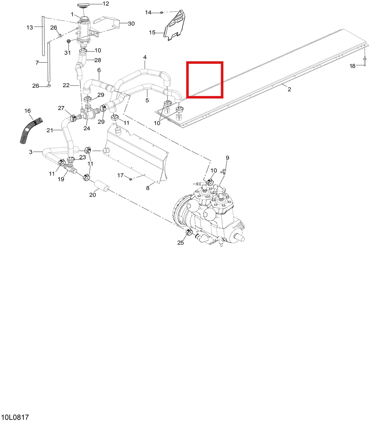 Деталь 605355792 (Шланг) на схеме узла 01- Cooling System