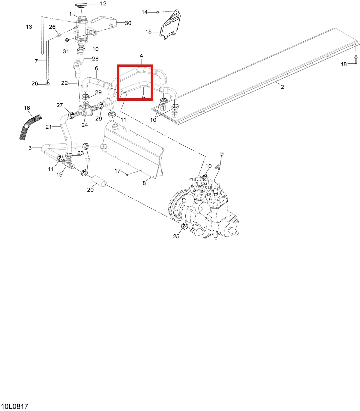 Деталь 605355793 (Шланг) на схеме узла 01- Cooling System