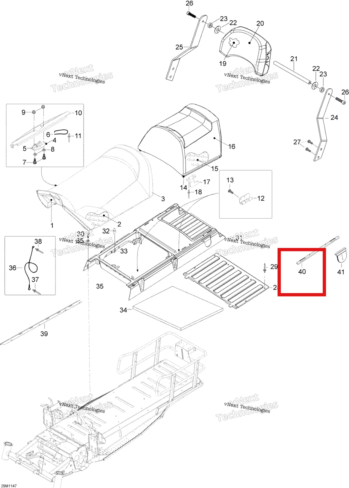 Деталь 605355816 (Деталь Support Of The Backseat) на схеме узла 2012 Ski-Doo Skandic SWT V800 YetiII Seat