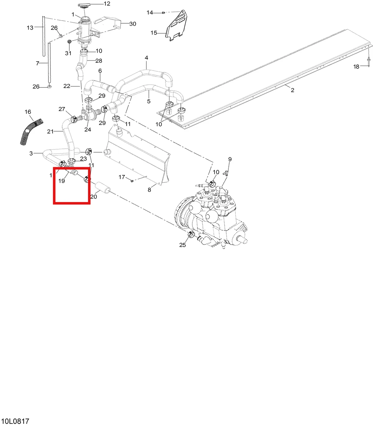 Деталь 605355824 (Шланг) на схеме узла 01- Cooling System