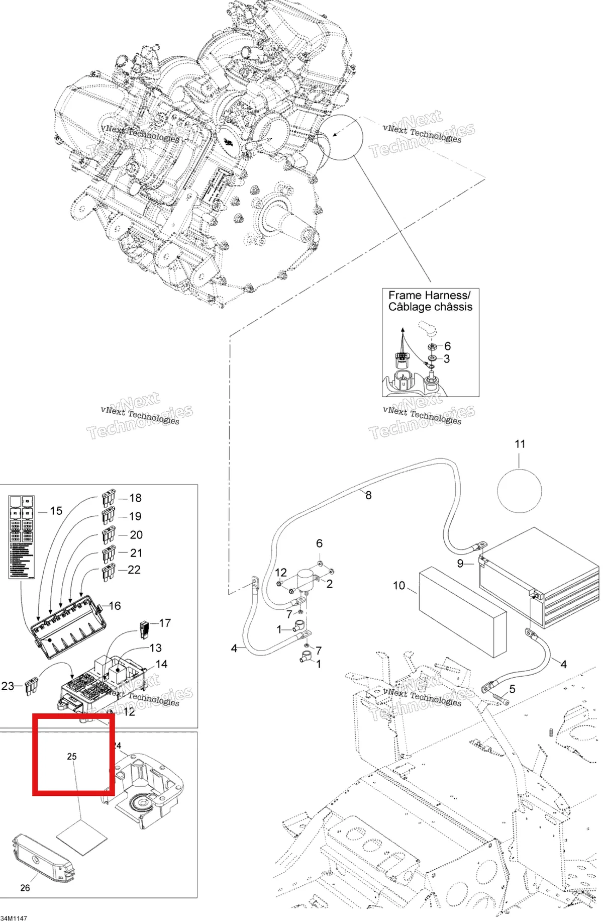 Деталь 605355846 (Пена) на схеме узла 2012 Ski-Doo Skandic SWT V800 YetiII Battery And Starter