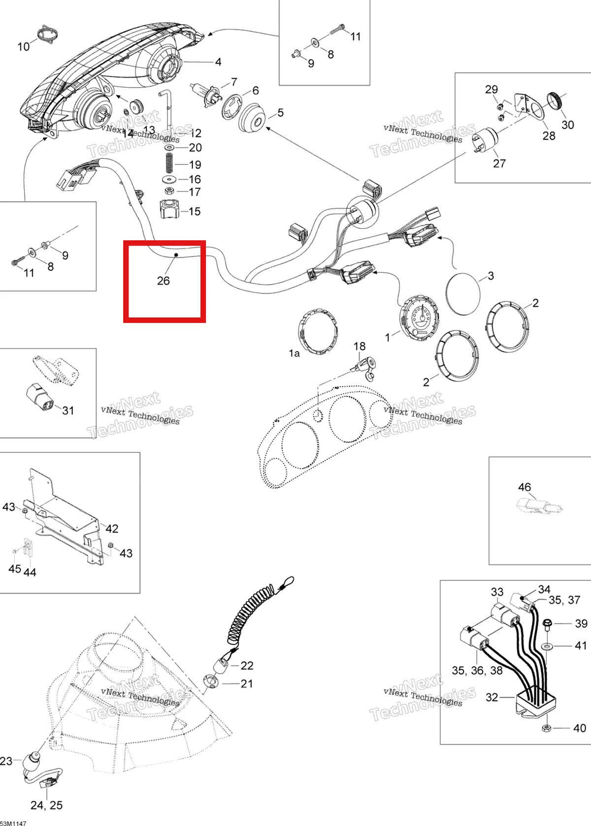 Деталь 605355923 (Деталь Harness Ass'y, Headlamp) на схеме узла 2012 Ski-Doo Skandic SWT V800 YetiII Electrical Accessories