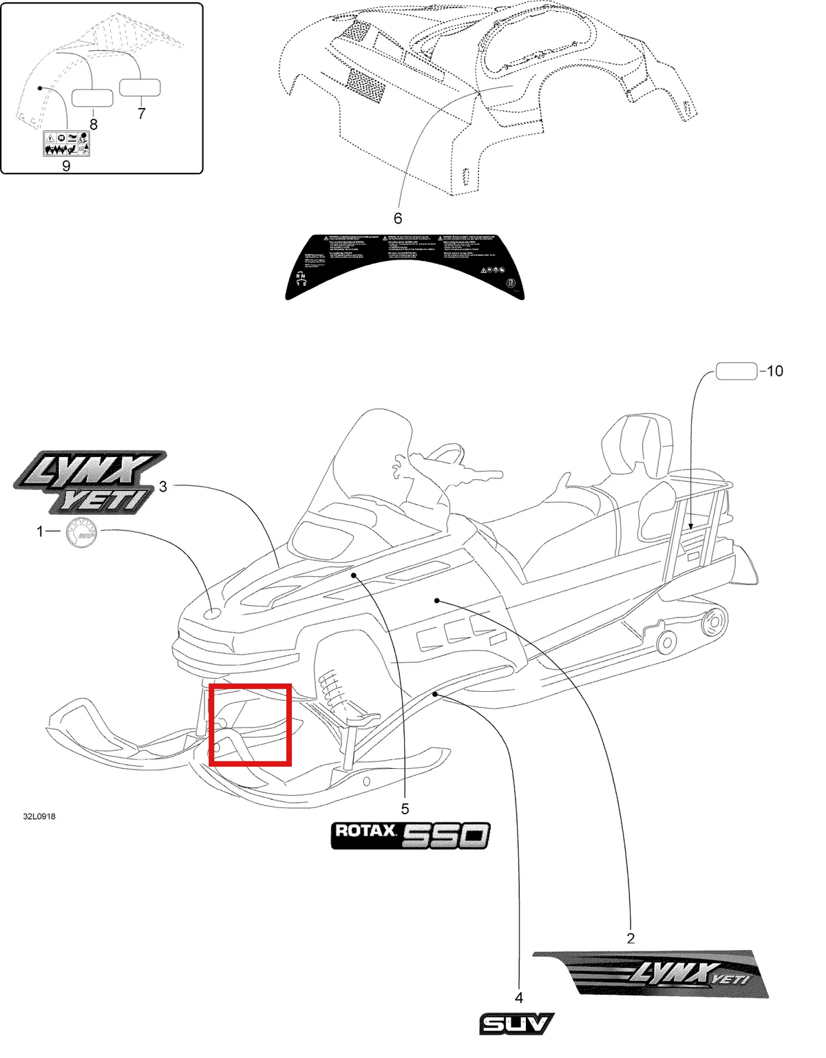 Деталь 605355934 (Деталь Hood Decal, Lynx Yeti) на схеме узла 09- Decals
