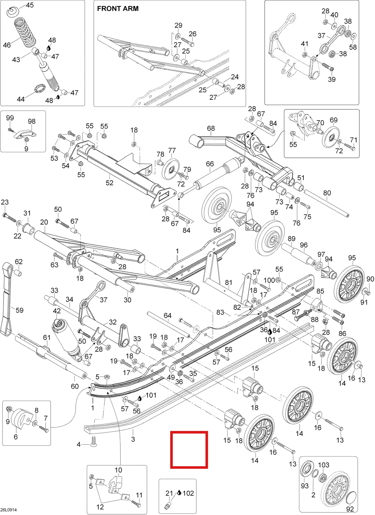 Деталь 605355981 (Вал) на схеме узла 08- Rear Suspension