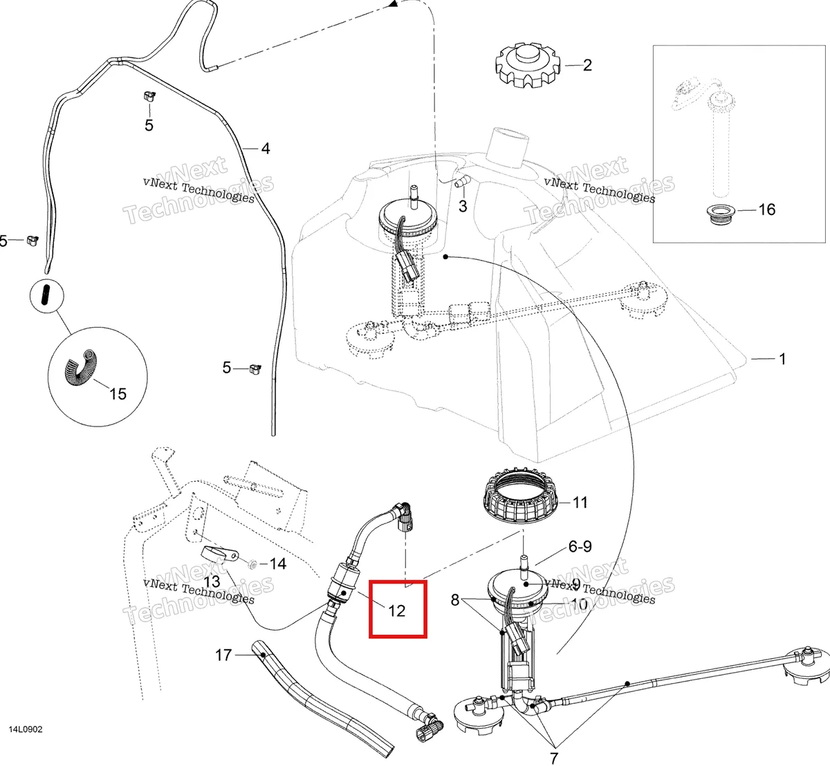 Деталь 605356033 на схеме узла 2009 Ski-Doo Expedition TUV 600 H.O. SDI Fuel System
