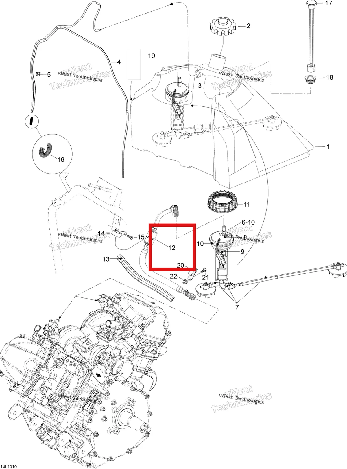 Схема применяемости: Шланг в сборе Ski-Doo Expedition TUV V800 4-TEC (2009) (605356034)