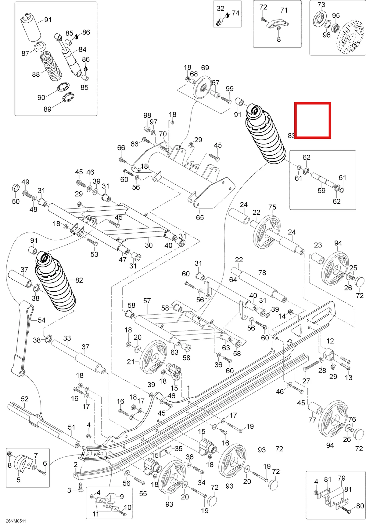 Деталь 605448742 (Гильца) на схеме узла 08- Rear Suspension