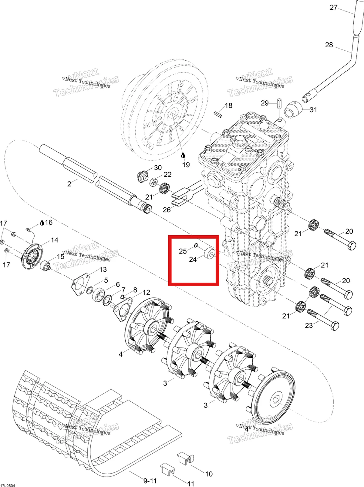 Деталь 605450155 (Гильца) на схеме узла 2008 Ski-Doo Expedition V-1300 Drive Axle And Track