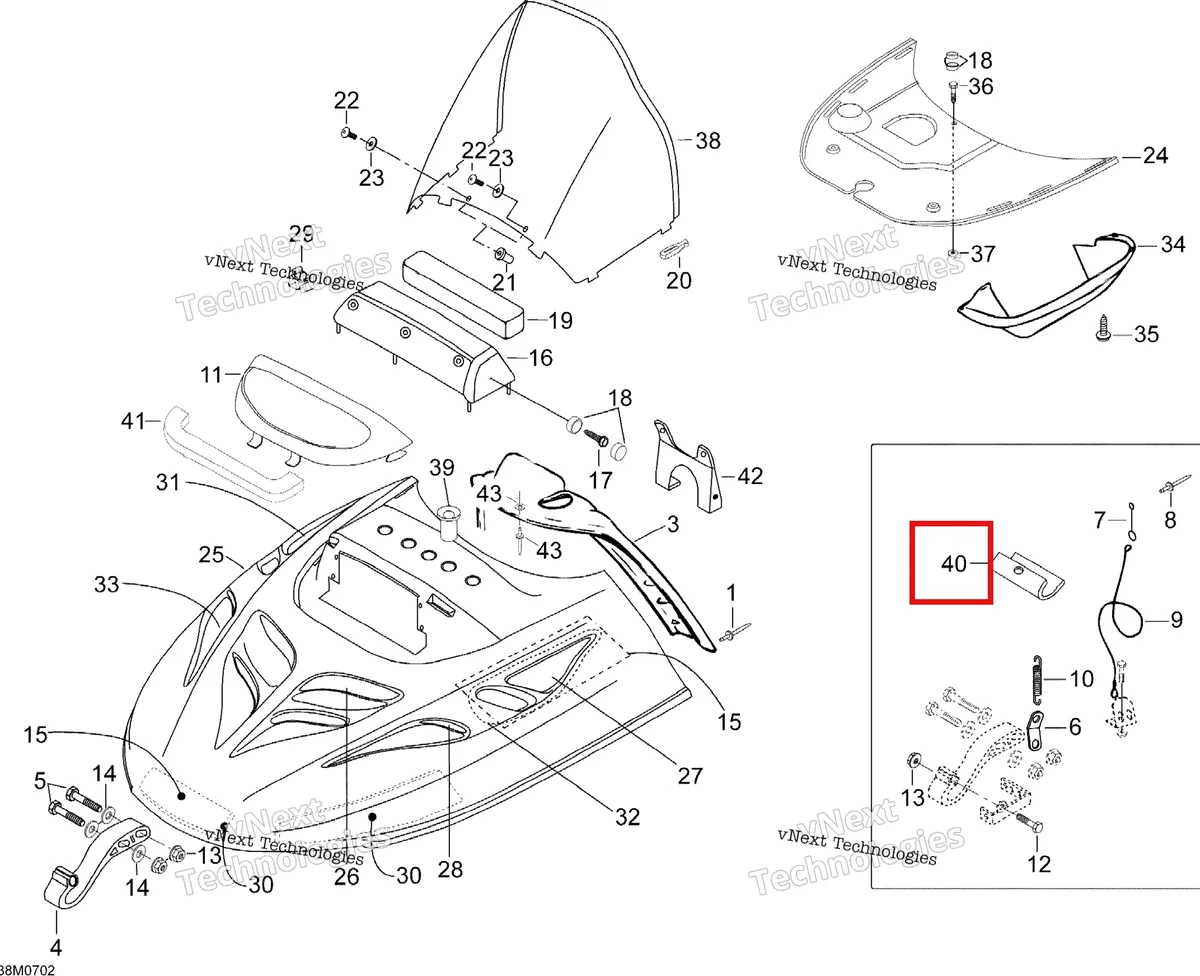 Деталь 605450205 на схеме узла 2007 Ski-Doo Skandic WT 600 Hood Wt 600