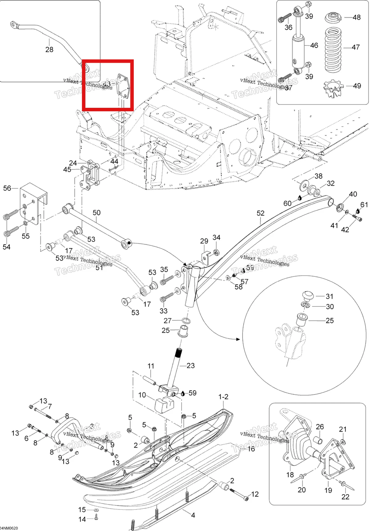 Деталь 605450675 (Держатель) на схеме узла 2006 Ski-Doo Expedition 600 H.O. SDI Front Suspension And Ski