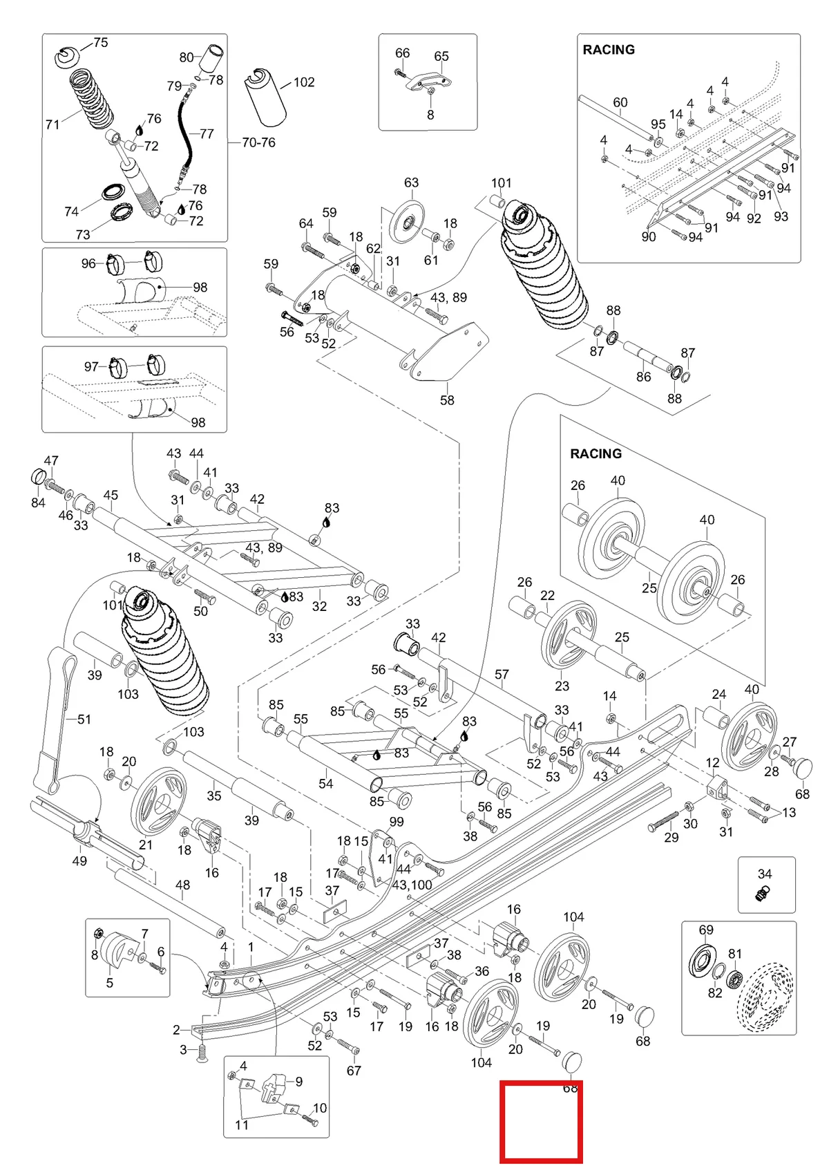 Деталь 605450694 (Опорная Плита) на схеме узла 08- Rear Suspension