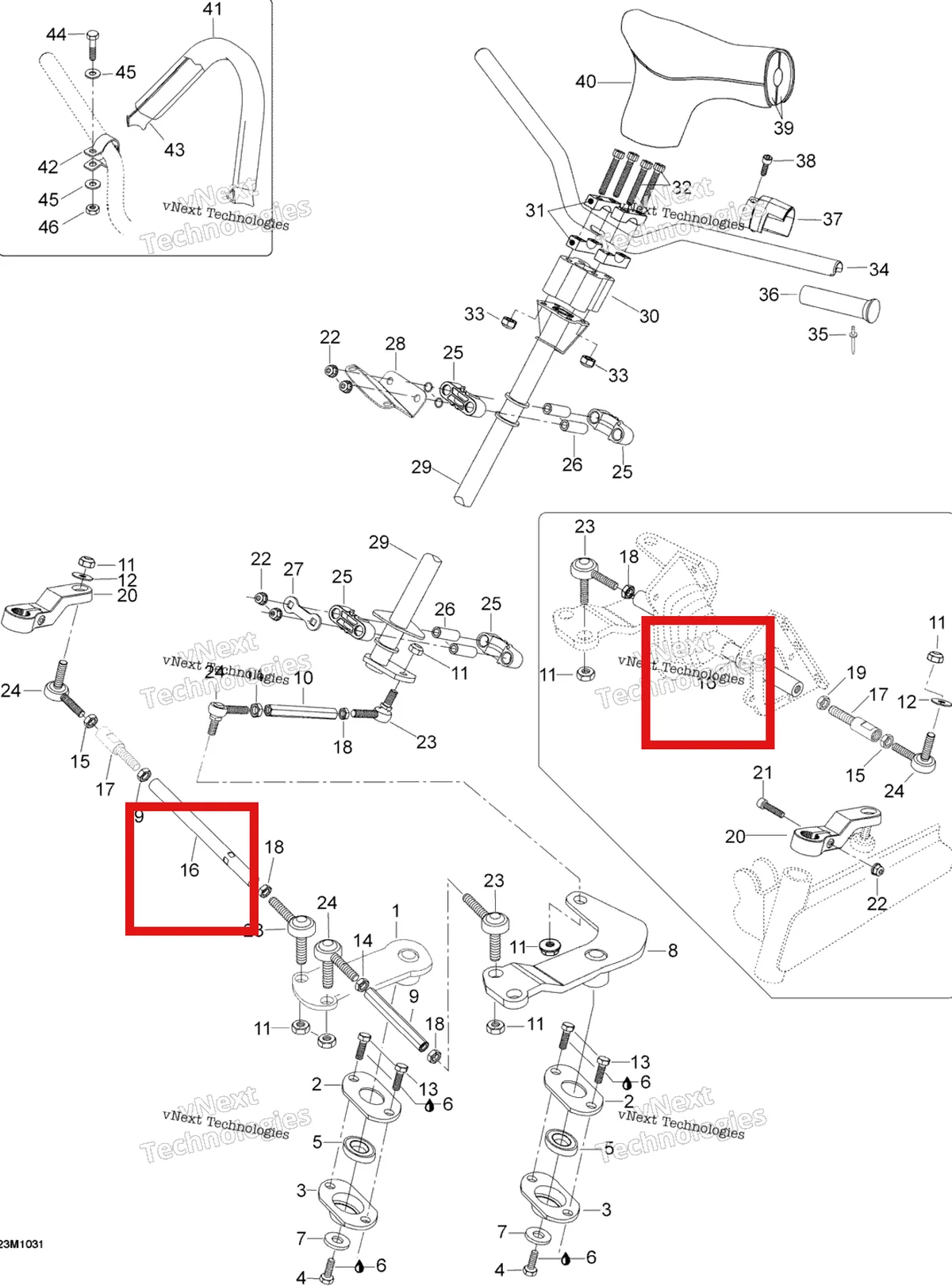 Деталь 605450794 (Деталь Tie-rod) на схеме узла 2010 Ski-Doo Skandic SUV 550F Steering