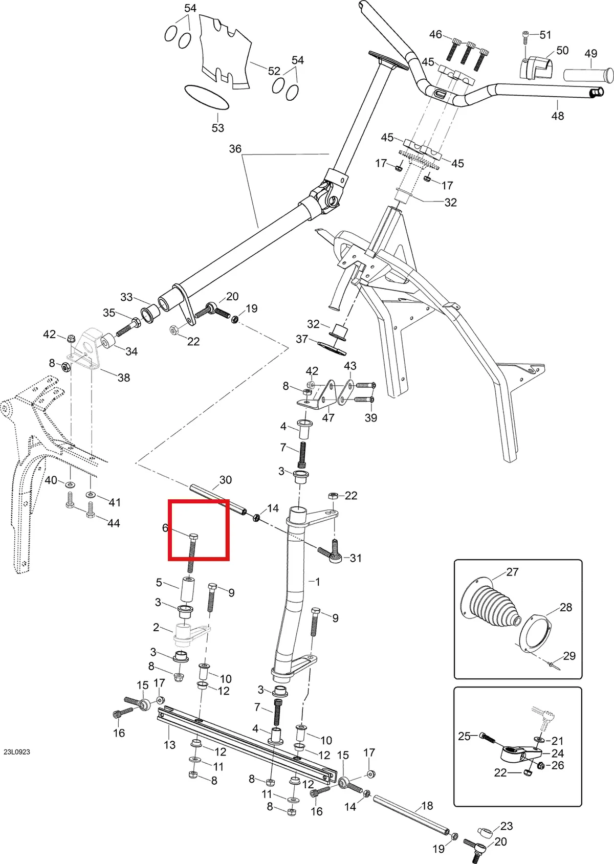Деталь 605451433 (Гильца) на схеме узла 07- Steering System