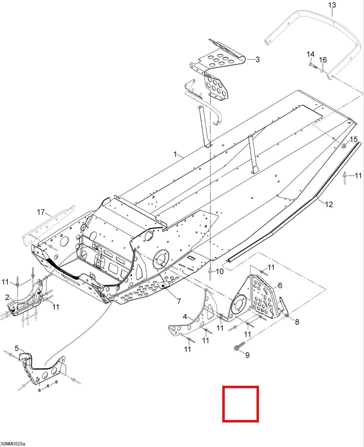 Деталь 605451590 (Деталь Rivet Plate) на схеме узла 09- Frame