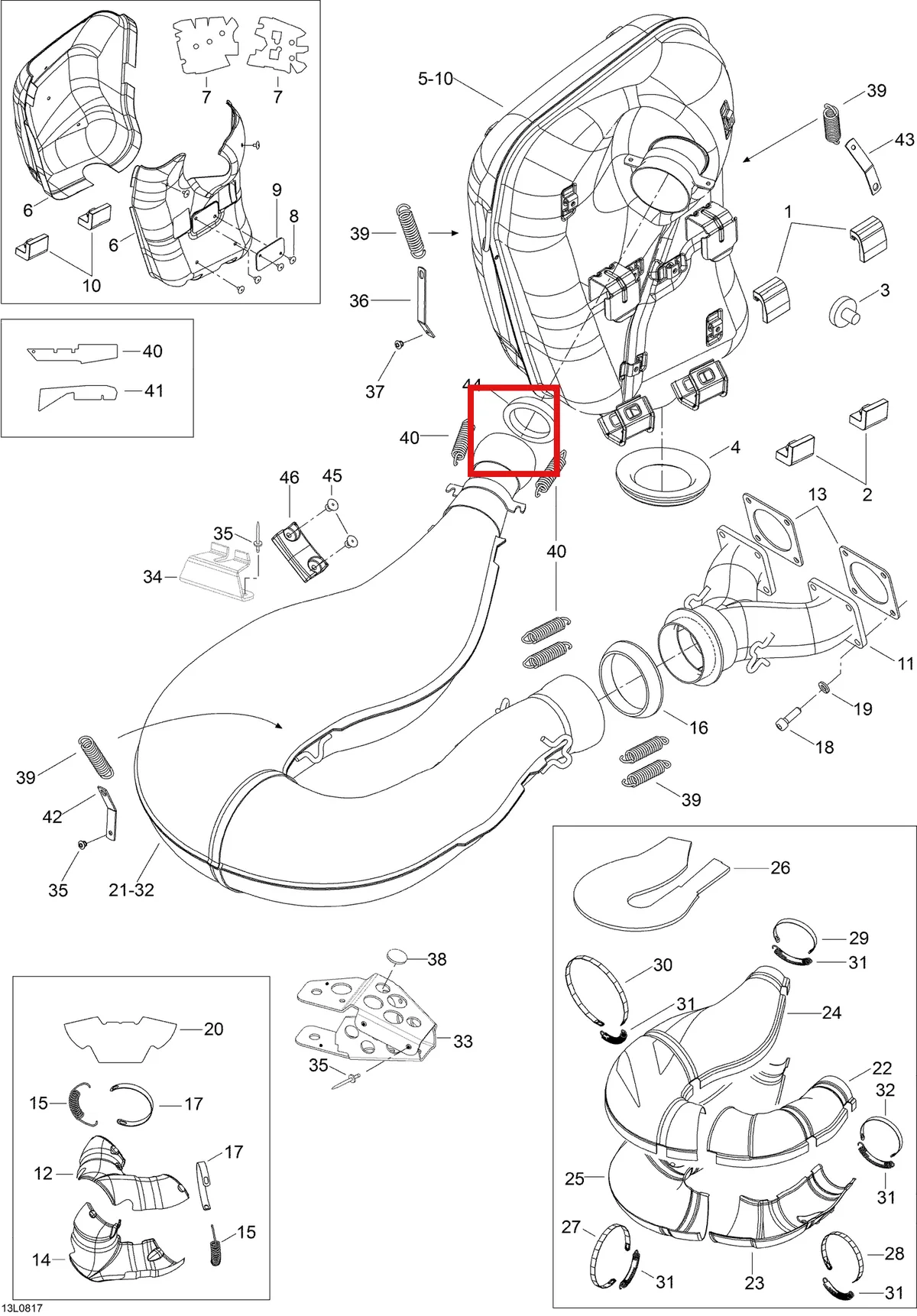 Деталь 605451629 (Кронштейн) на схеме узла 01- Exhaust System