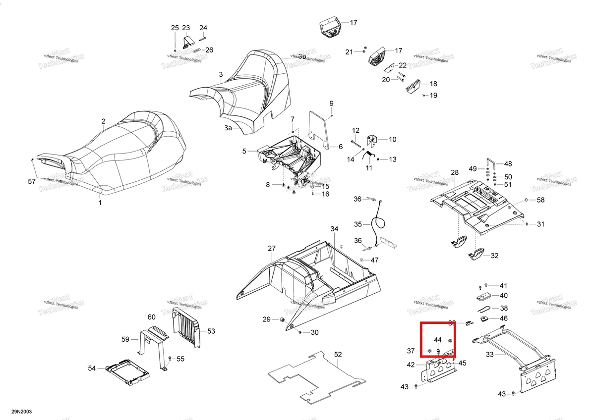 Деталь 605452035 (Штифт) на схеме узла 2020 Ski-Doo SKANDIC WT 550F Seat - Main Section