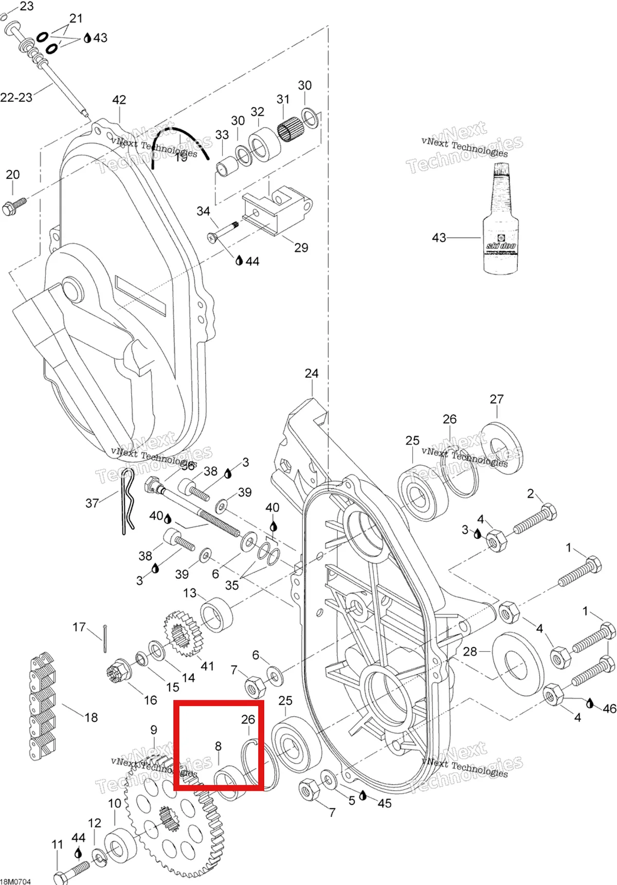 Деталь 605452059 на схеме узла 2007 Ski-Doo Skandic LT 440F Transmission