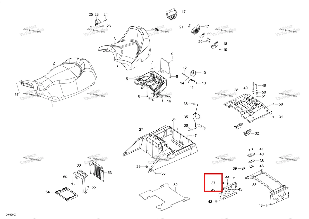 Деталь 605452114 (Заглушка) на схеме узла 2020 Ski-Doo SKANDIC WT 550F Seat - Main Section