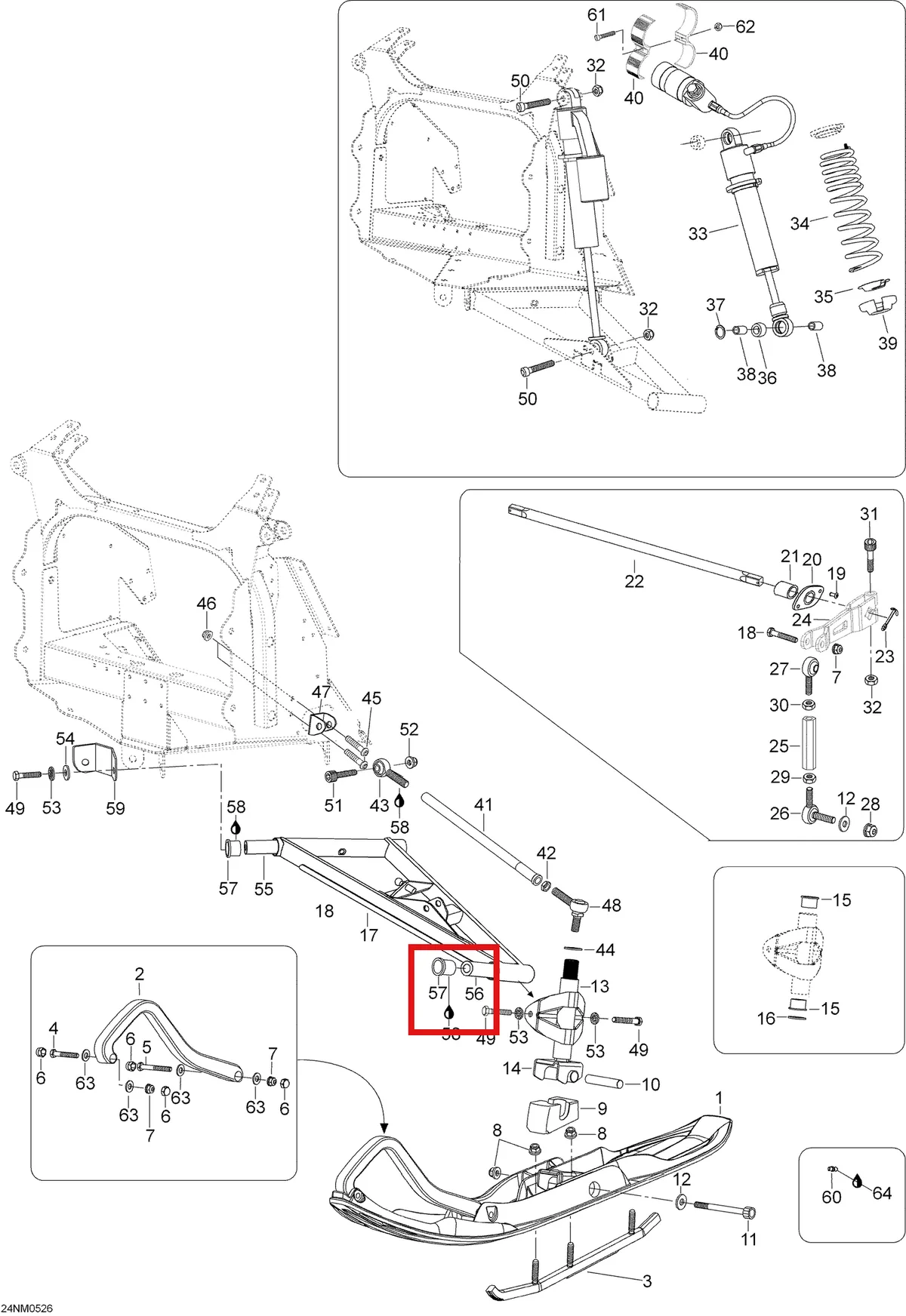 Деталь 605452347 (Держатель) на схеме узла 07- Front Suspension And Ski