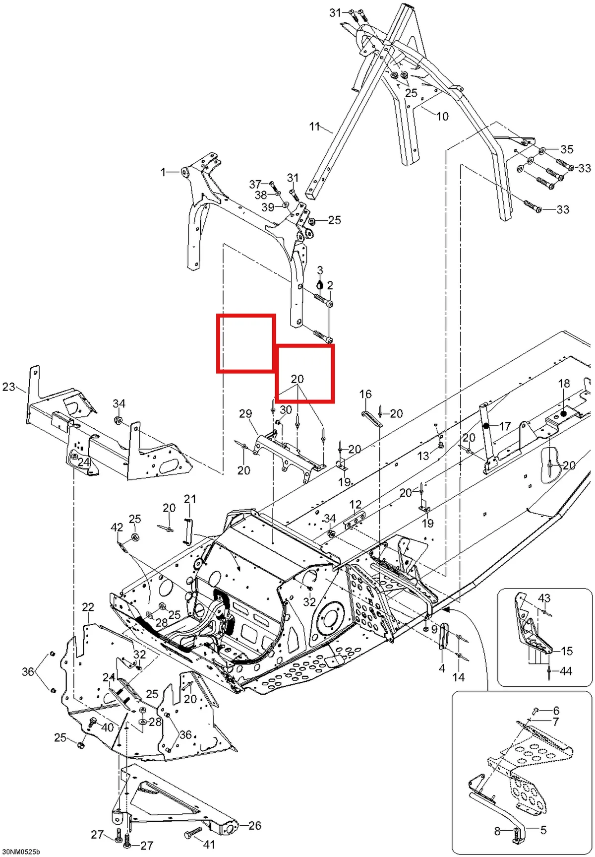 Деталь 605452615 (Крепеж) на схеме узла 09- Frame And Components