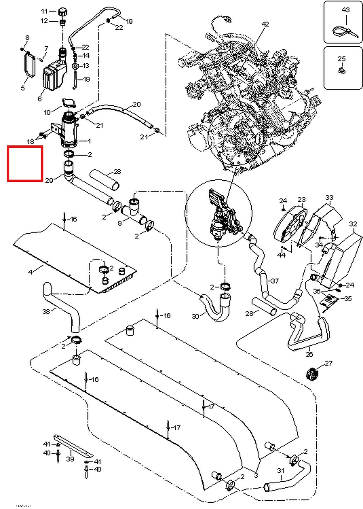 Деталь 605452617 (Протектор) на схеме узла 01- Cooling System