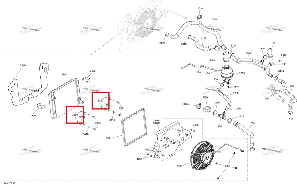 Деталь 605453745 (Гильца) на схеме узла 2020 Ski-Doo SKANDIC WT 600 ACE Cooling - System
