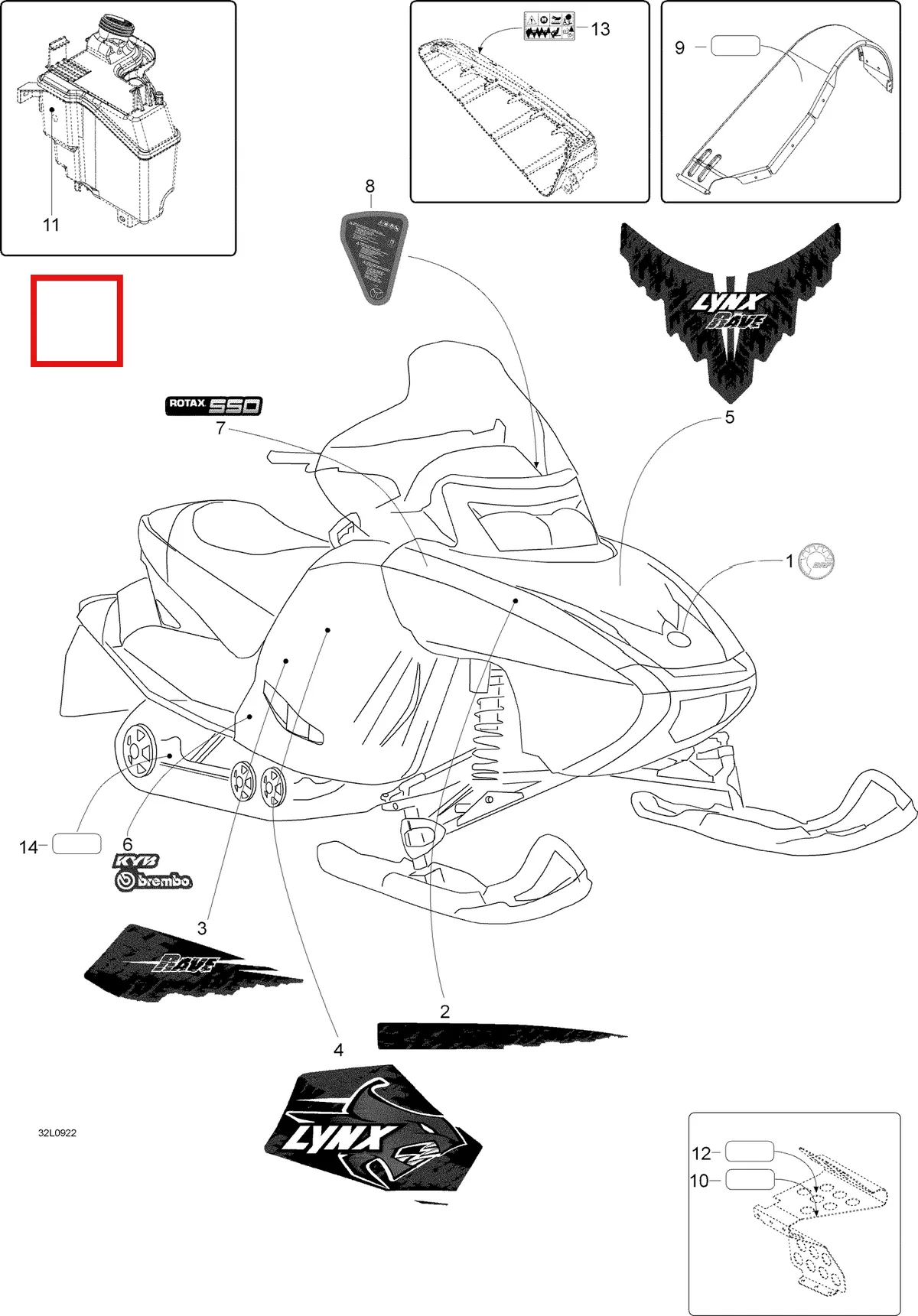 Деталь 605453974 (Деталь Oil Level Decal) на схеме узла 09- Decals