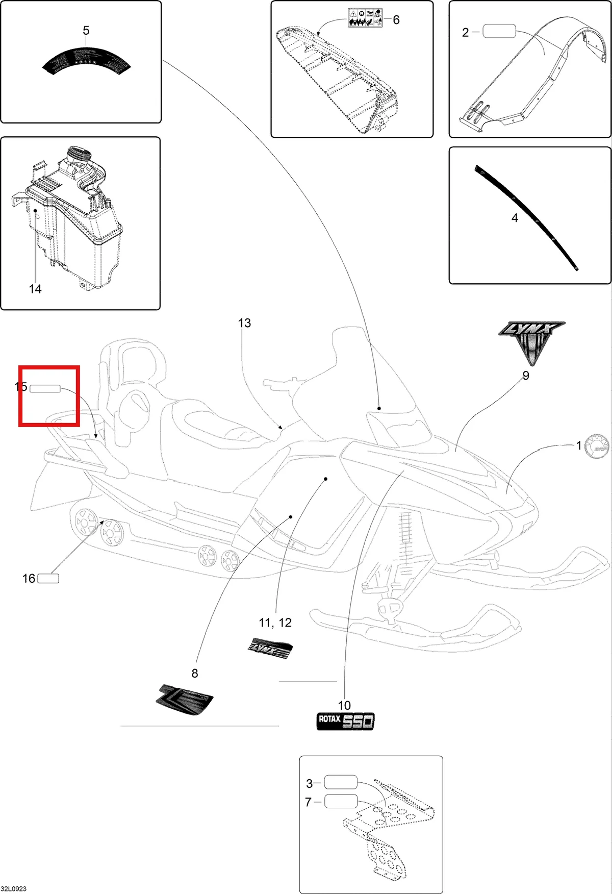 Деталь 605454026 (Деталь Instruction Decal, Seat) на схеме узла 09- Decals