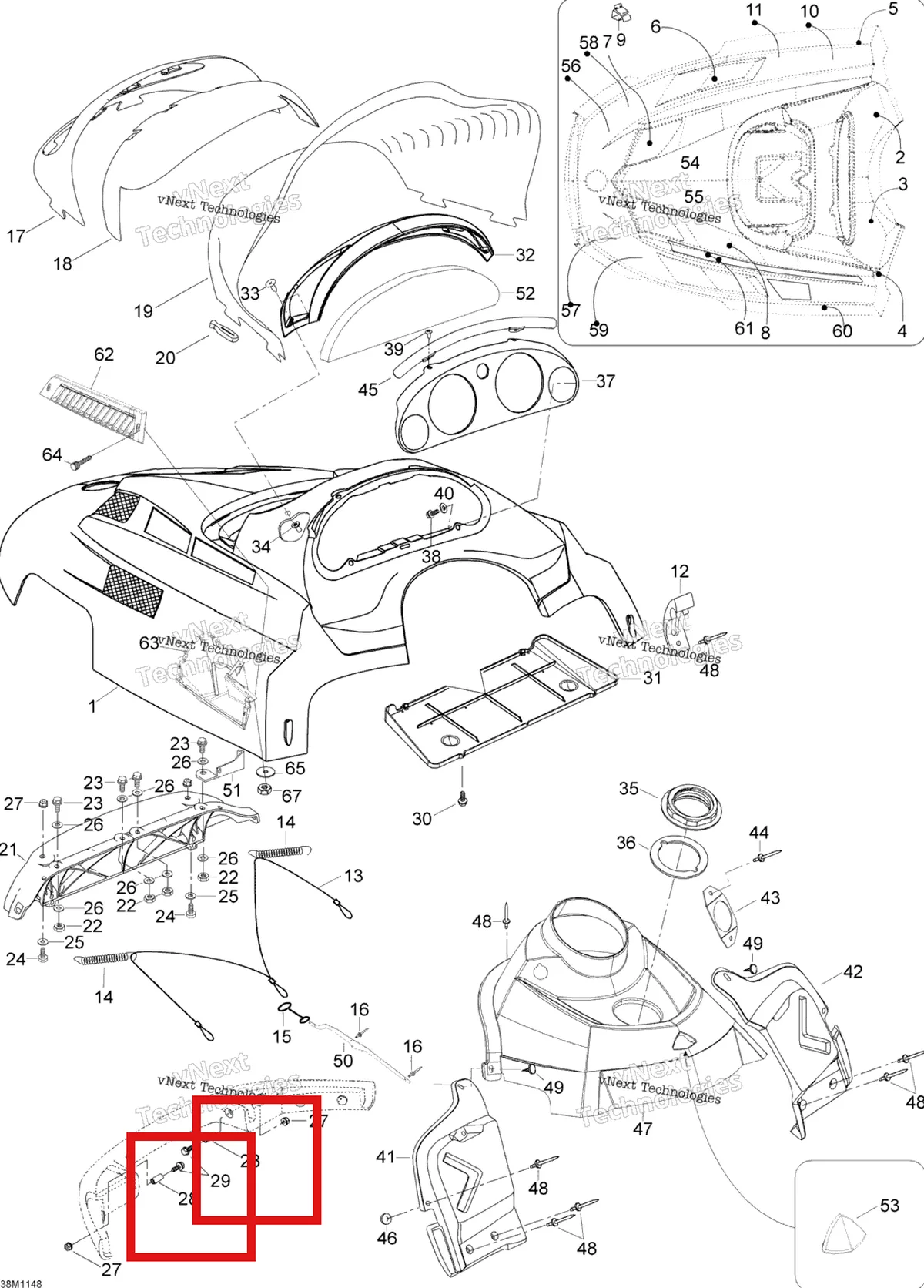 Деталь 605454780 (Втулка) на схеме узла 2011 Ski-Doo Skandic WT 550F YetiII Hood