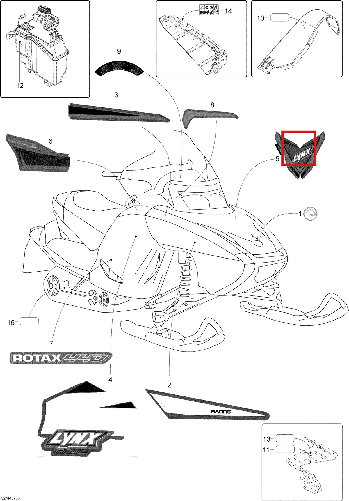 Деталь 605454869 (Деталь L.h. Decal) на схеме узла 09- Decals