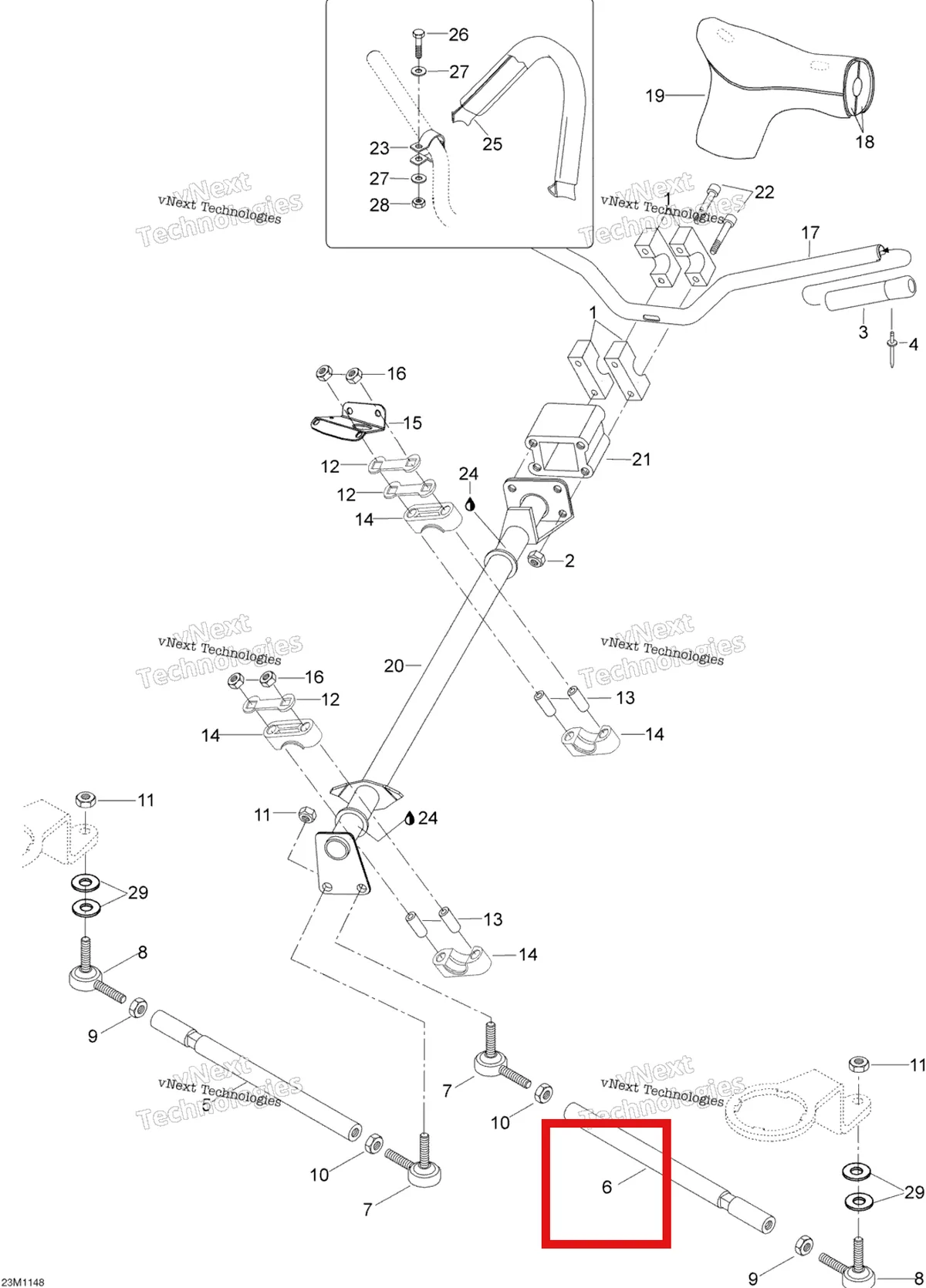 Деталь 605455620 (Деталь Tie Rod) на схеме узла 2011 Ski-Doo Skandic WT 550F YetiII Steering