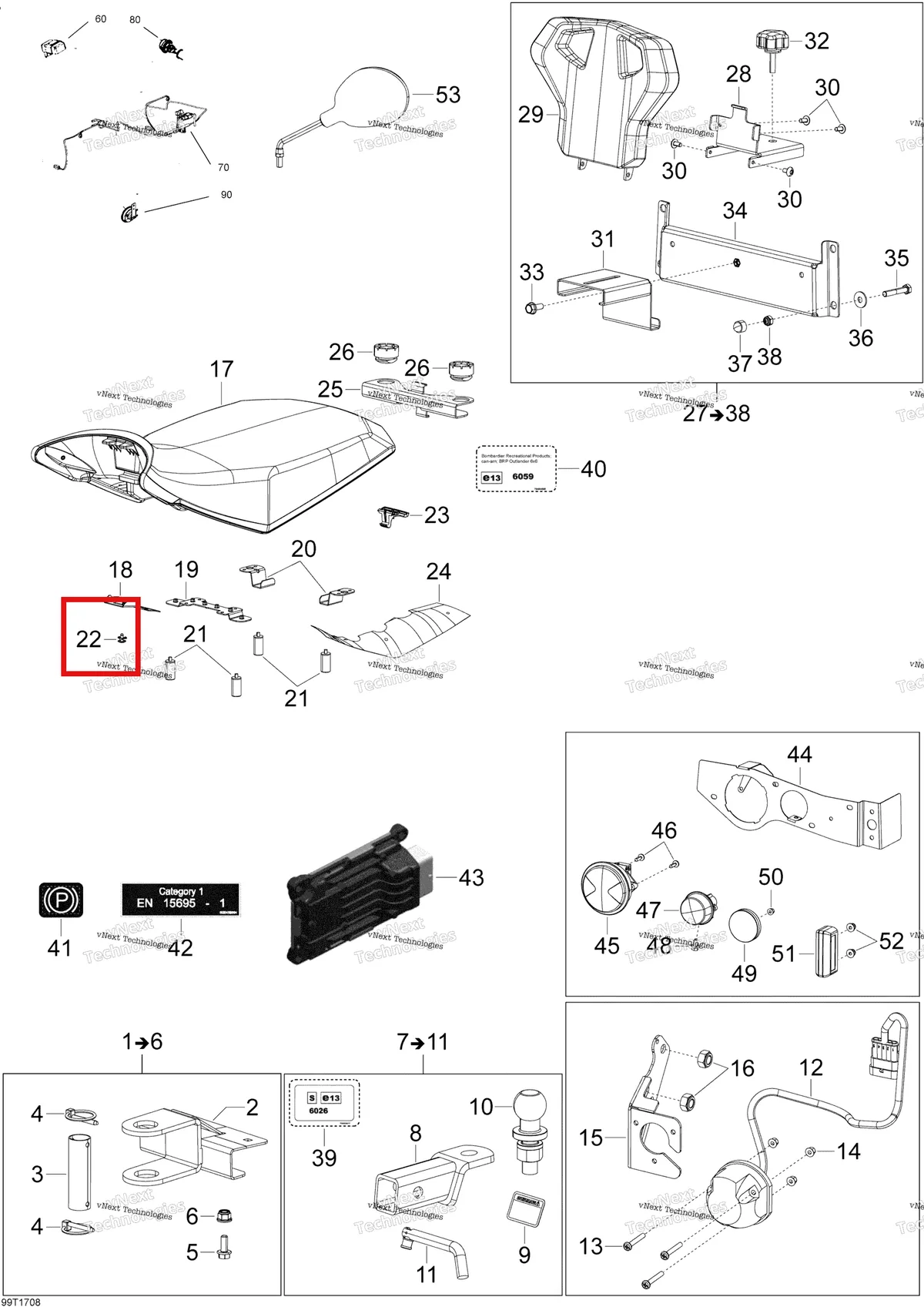 Деталь 605456520 на схеме узла 2018 Can-Am OUTLANDER 6X6 - 650 EFI T3 Parts