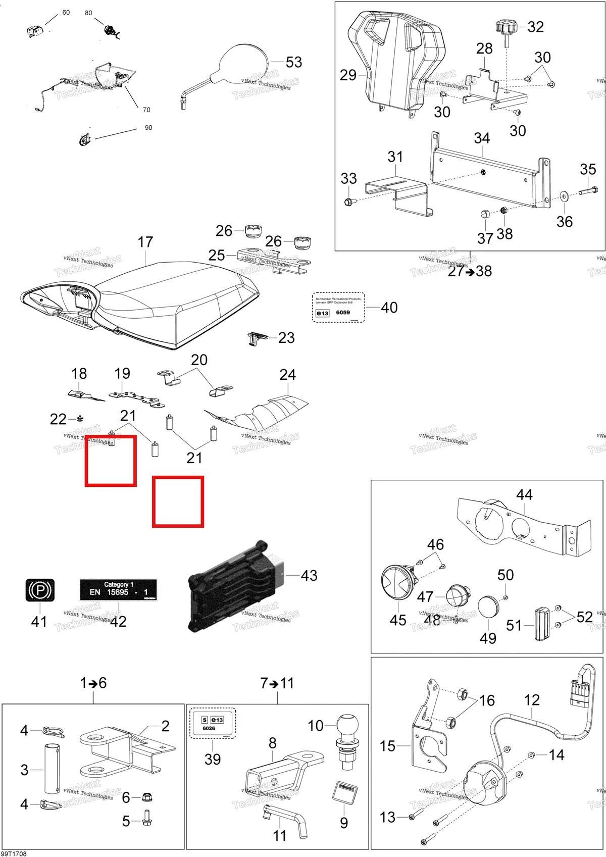 Деталь 605456546 на схеме узла 2018 Can-Am OUTLANDER 6X6 - 650 EFI T3 Parts