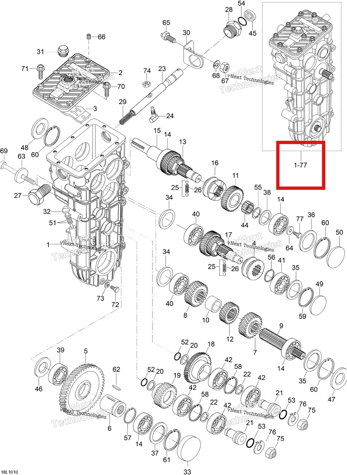 Деталь 605612003 (Деталь Transmission Assy) на схеме узла 2010 Ski-Doo Skandic SWT V800 Transmission