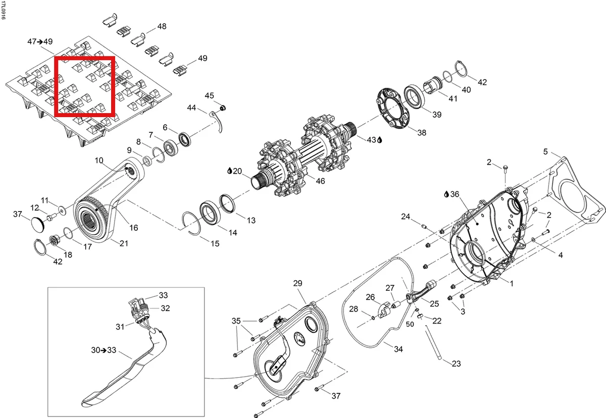 Деталь 605613001 (Деталь Track. Includes 47 To 48) на схеме узла 05- Drive System