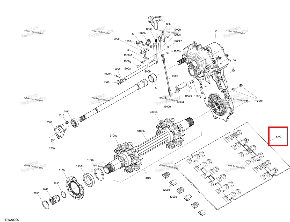 Деталь 605613004 (Трак(гусиница)) на схеме узла 2020 Ski-Doo SKANDIC WT 600HO E-TEC Drive - System