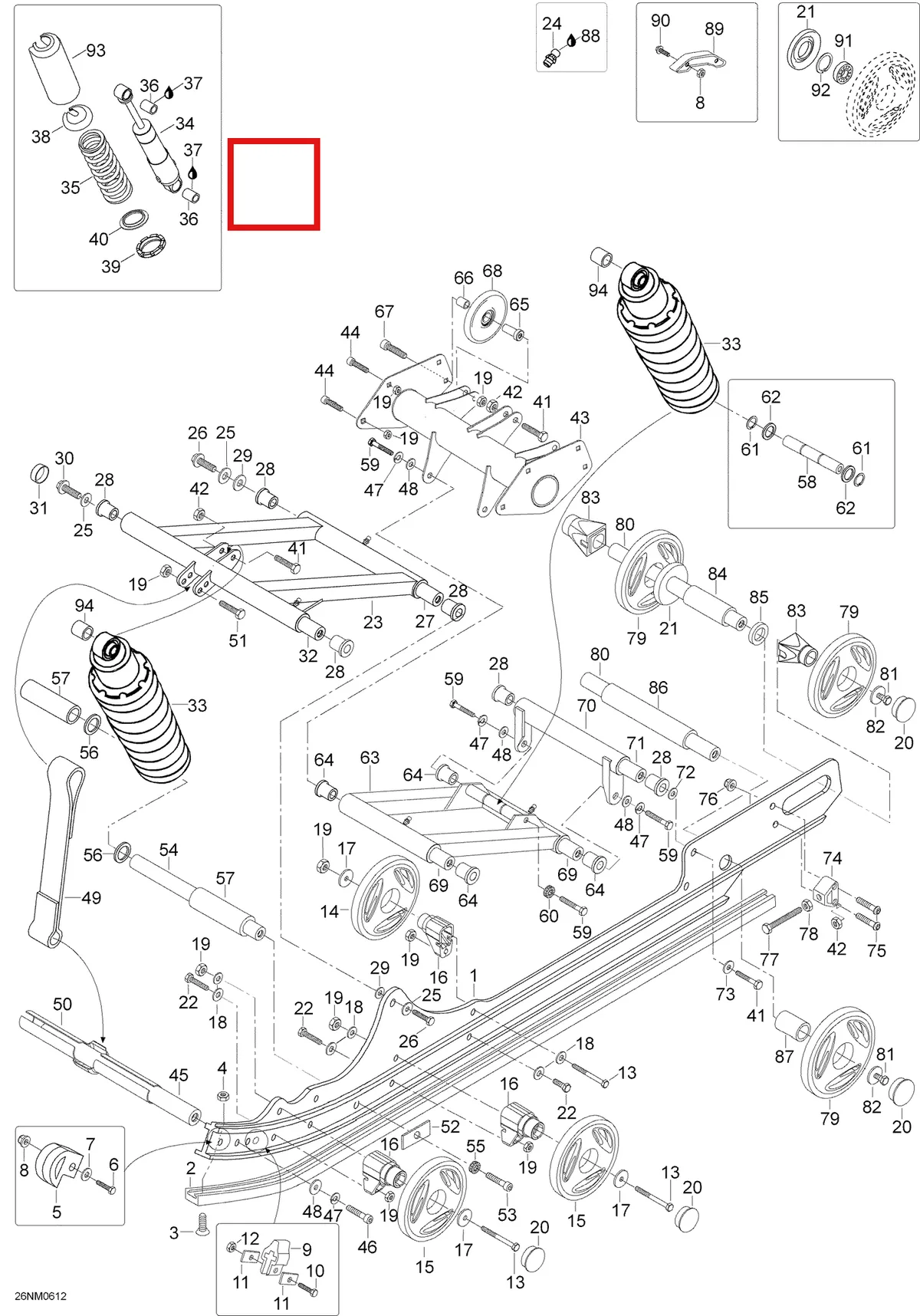 Деталь 605623005 (Деталь Shock, Rear Arm. Includes 1 To 19) на схеме узла 08- Rear Suspension