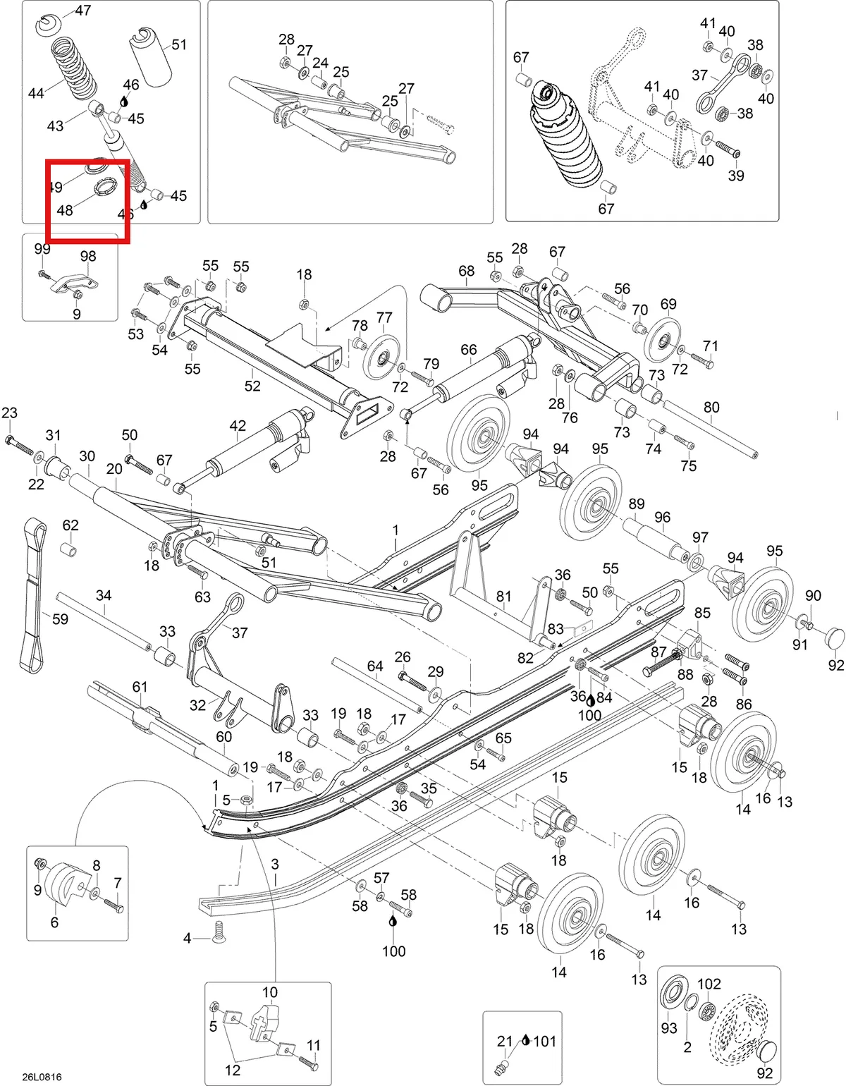 Деталь 605623027 (Деталь Shock, Rear Arm. Includes 1 To 9, 16, 17, 18) на схеме узла 08- Rear Suspension