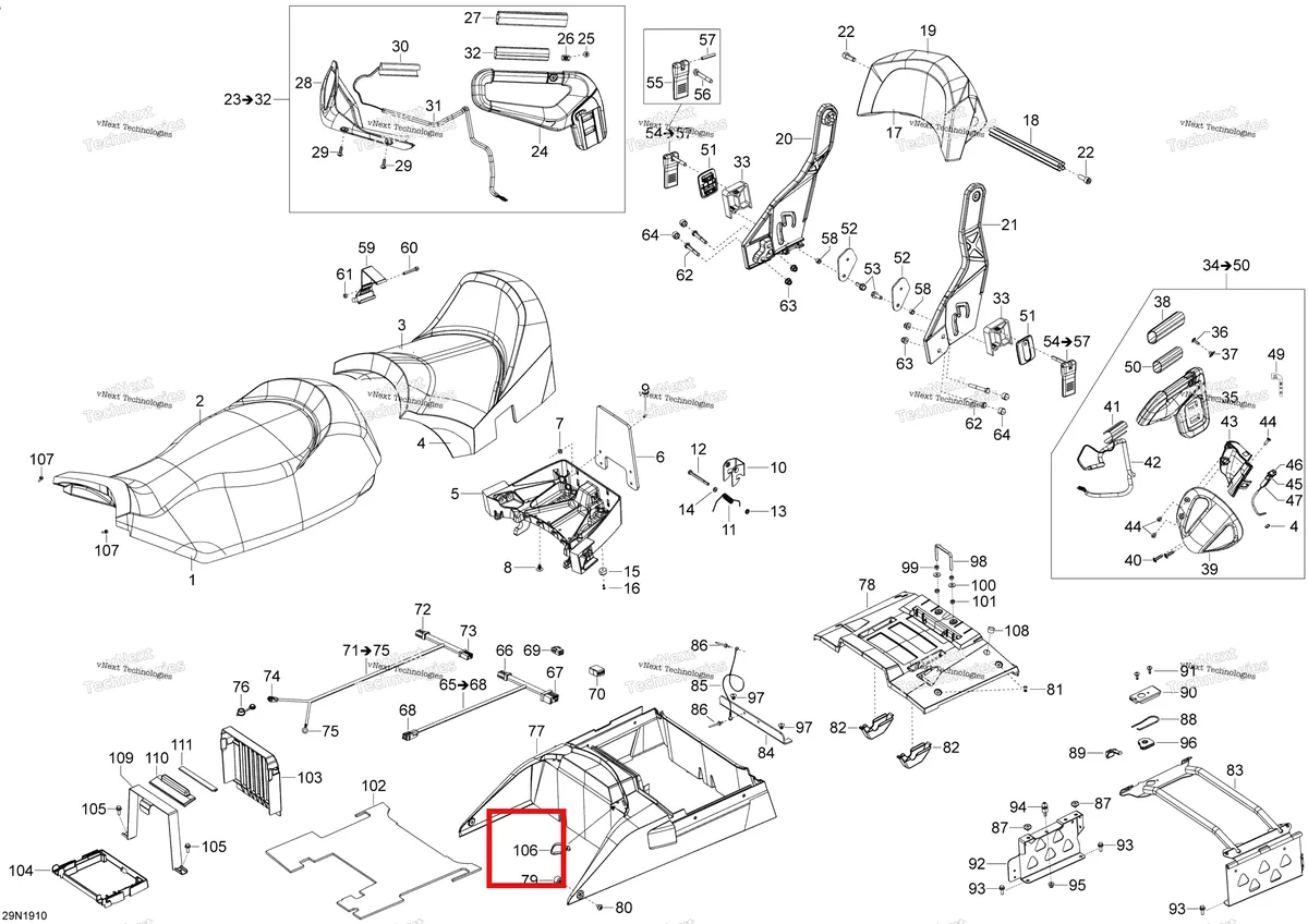 Деталь 605627000 (Шпилька) на схеме узла 2019 Ski-Doo EXPEDITION LE-SE 600HO E-TEC Seat - 600Ho E-Tec