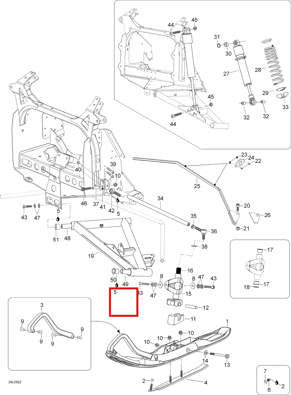 Деталь 605640002 (Деталь Screw M10 X 40) на схеме узла 07- Front Suspension And Ski