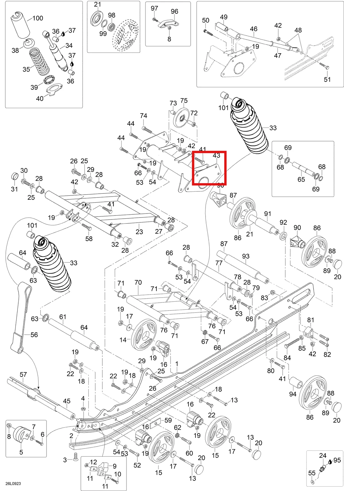 Деталь 605640006 (Деталь Socket Head Screw M8 X 90) на схеме узла 08- Rear Suspension