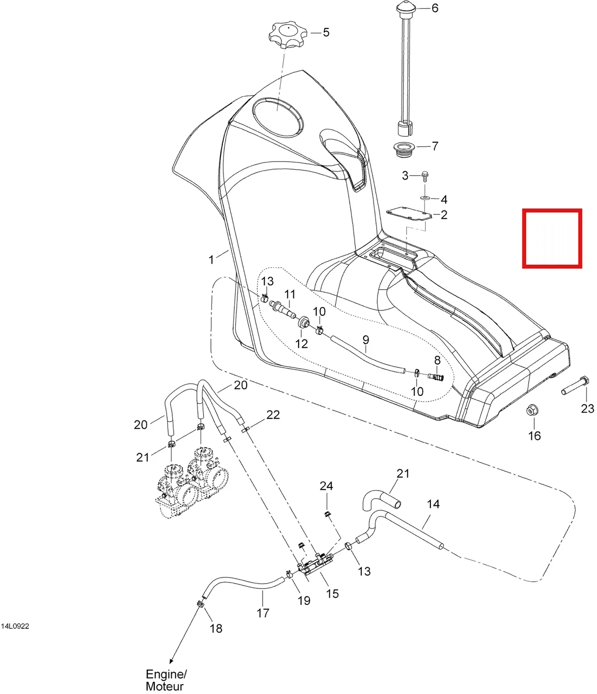 Деталь 605640014 (Деталь Socket Head Screw M5 X 10) на схеме узла 02- Fuel System