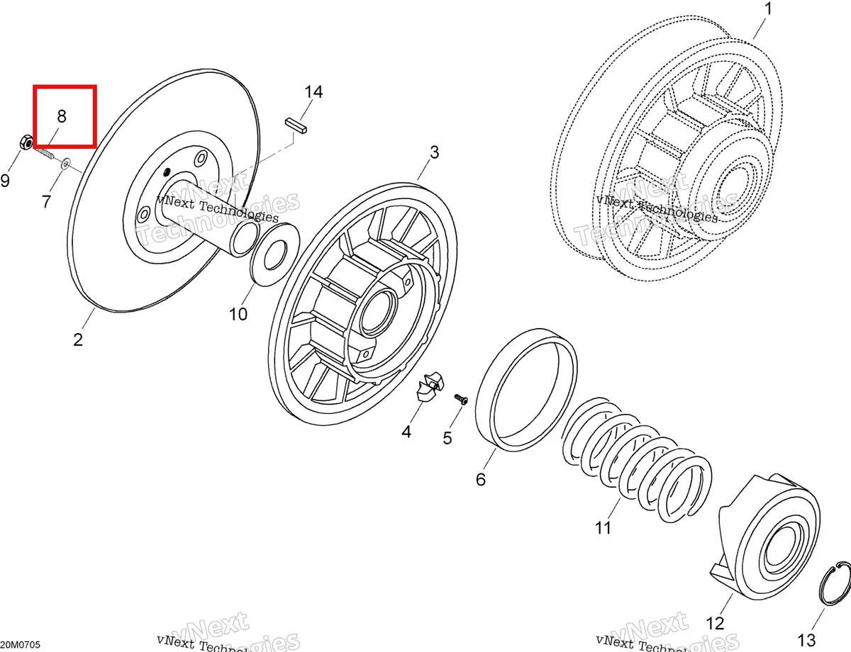 Деталь 619100003 (Деталь Hexagonal Head Screw) на схеме узла 2007 Ski-Doo Expedition TUV 600 H.O. SDI Driven Pulley