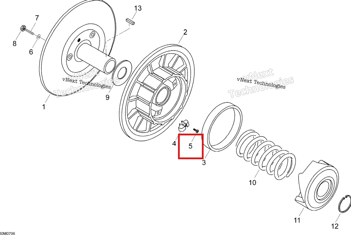 Деталь 619100006 (Деталь Hex. Screw Set) на схеме узла 2007 Ski-Doo Expedition TUV V800 Driven Pulley