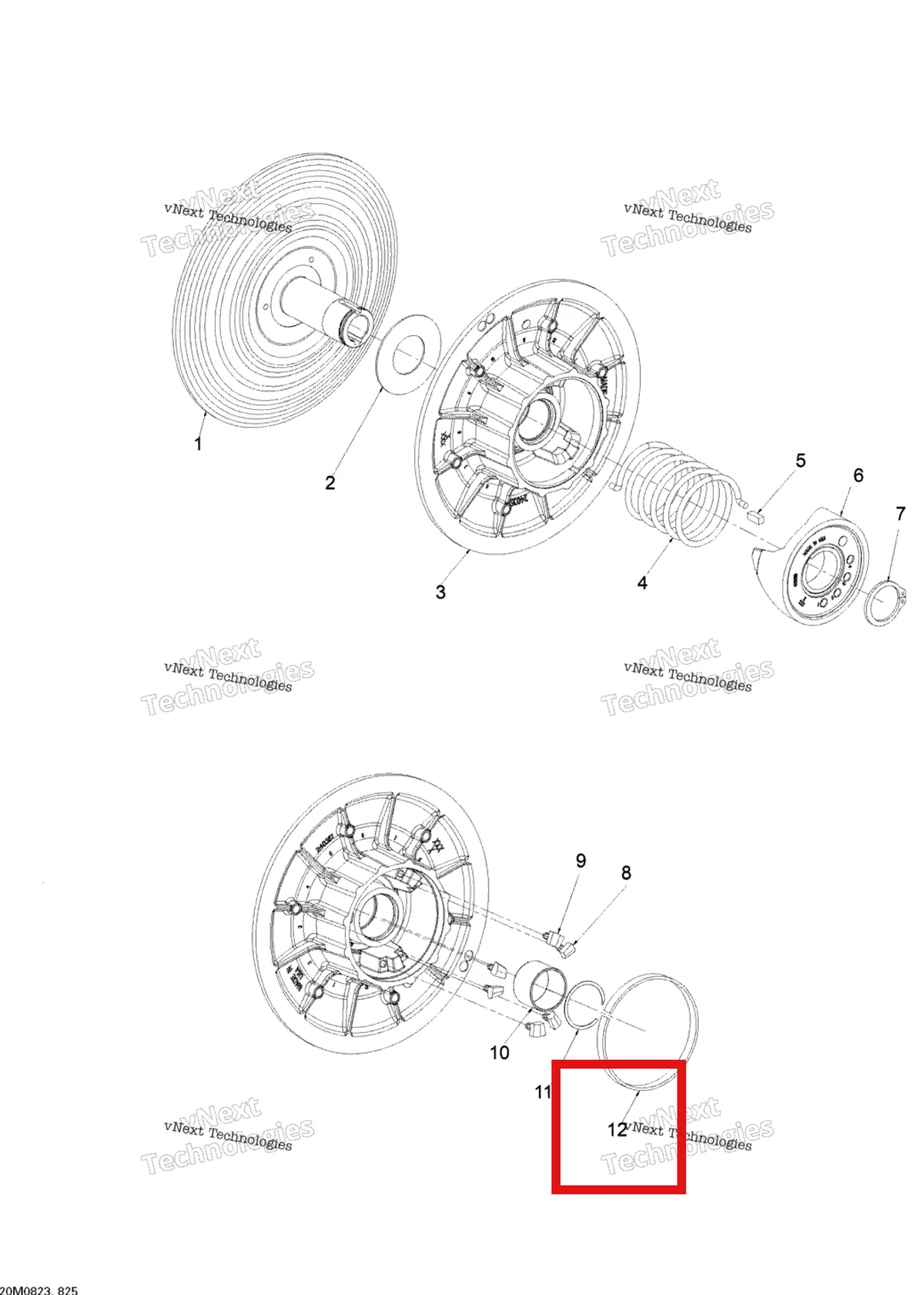 Деталь 619100034 (Деталь Release) на схеме узла 2008 Ski-Doo Skandic SWT V-800 Driven Pulley