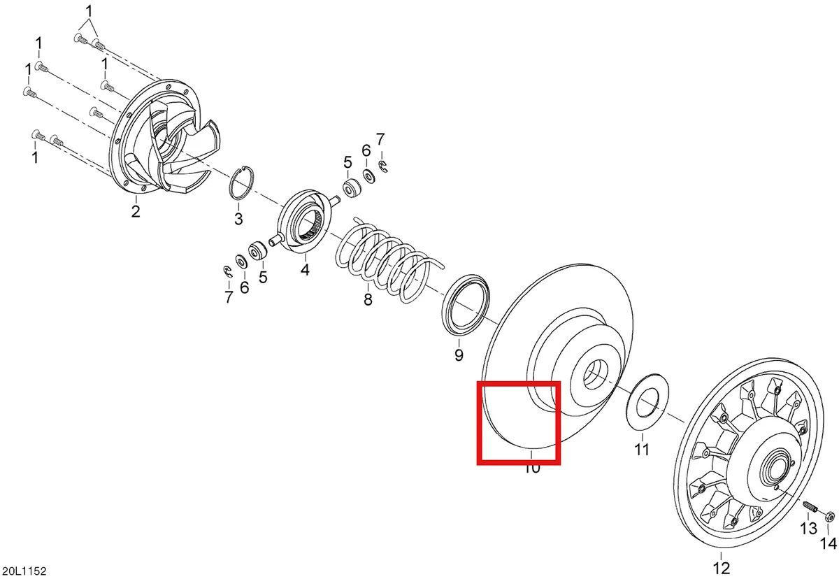 Деталь 619100042 (Деталь Spring, Black/white 160-260 Nm.) на схеме узла 05- Driven Pulley