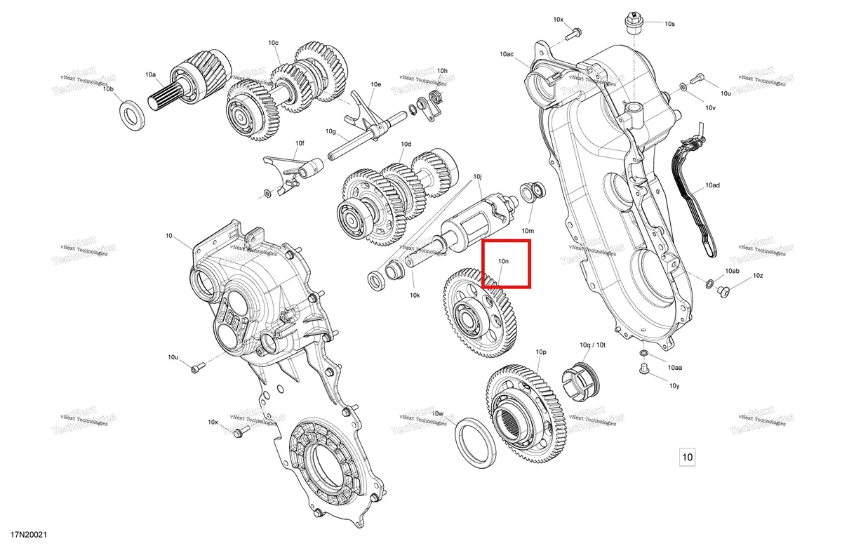 Деталь 619230022 (Средняя Шестерня) на схеме узла 2020 Ski-Doo SKANDIC WT 550F Drive - System - Transmission Fast Ratio
