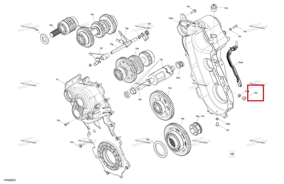 Деталь 619230038 (Деталь Allen Screw M10 X 16. Oil Level Check Plug) на схеме узла 2020 Ski-Doo SKANDIC WT 550F Drive - System - Transmission Fast Ratio