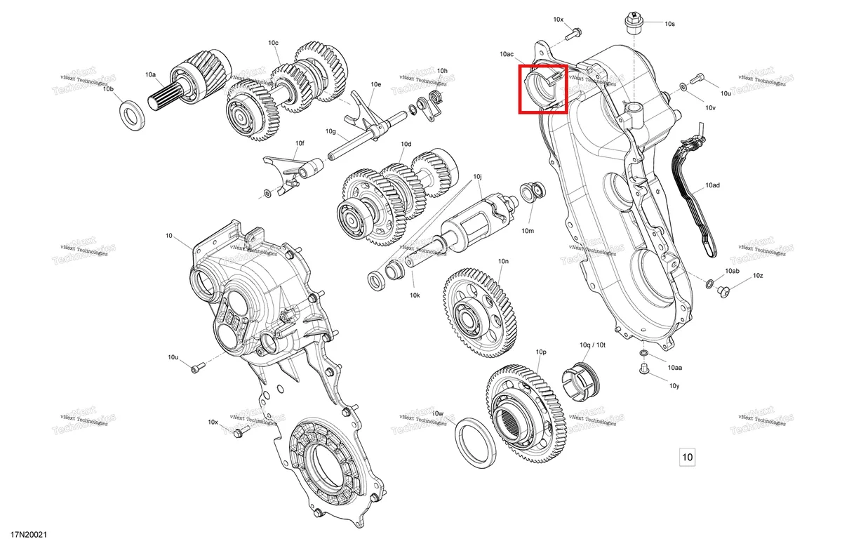 Деталь 619230053 (Деталь Main Shaft Ass'y (fast Ratio)) на схеме узла 2020 Ski-Doo EXPEDITION SWT 900 ACE Drive - System - Transmission Fast Ratio
